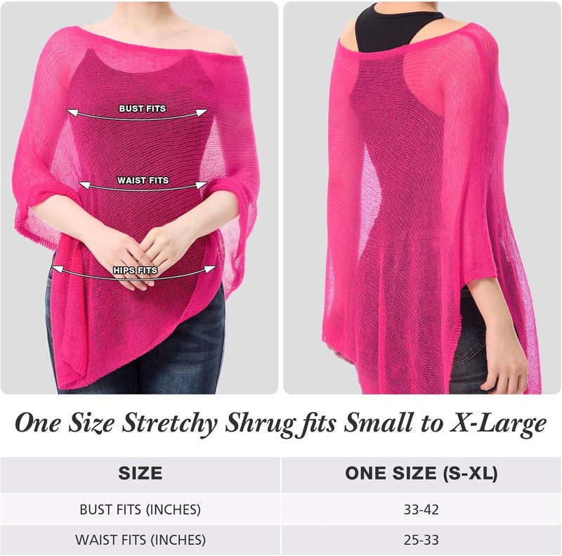 Jamntower 1 Pcs Women Sheer Poncho Shrug Summer Sheer Blouse Top Lightweight Poncho Sheer Bolero for Formal Evening Dress - Image 3